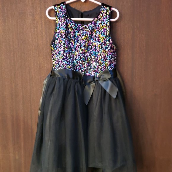 Lilt Girls Holiday / Party Dress Black with multi color sequins  Size 7/8 - Picture 1 of 5